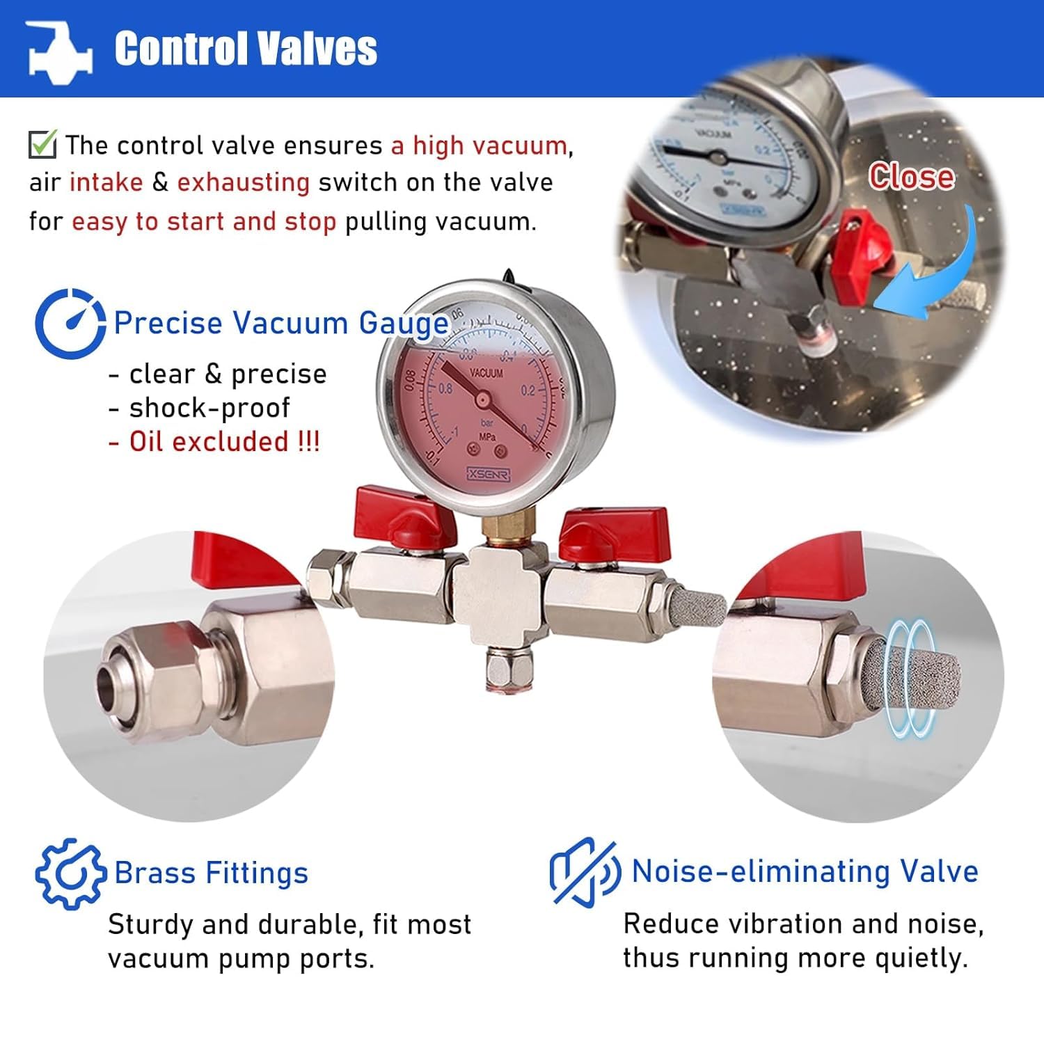 Vakuumkammer-Set aus Edelstahl mit transparentem Deckel für Harzguss, Epoxid-Entgasung und Holzstabilisierung, professionelle Laborausrüstung mit Messgerät und Ventilen (2,7 l Fassungsvermögen), 12 l