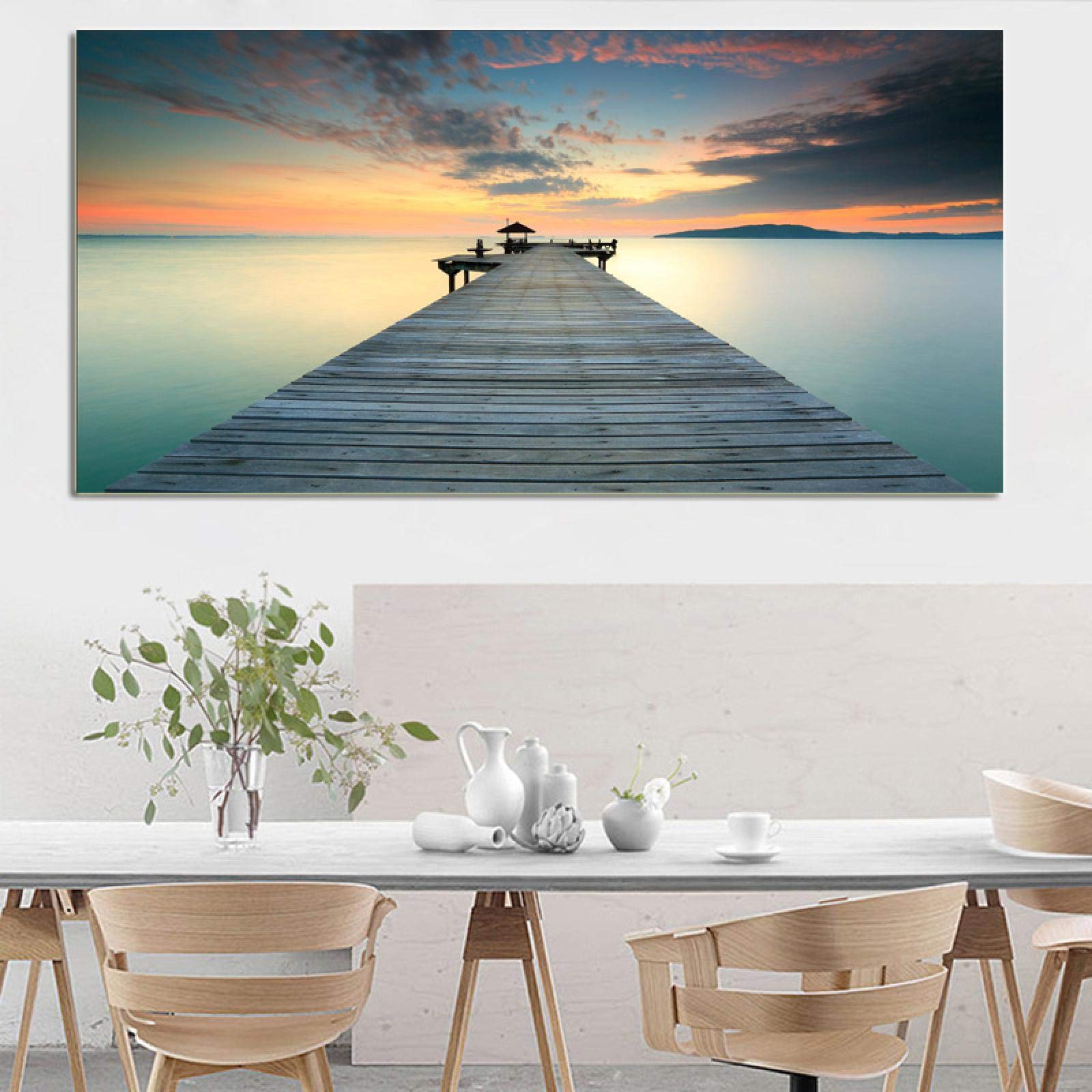 Impression toile coucher de soleil plage affiche murale moderne salon