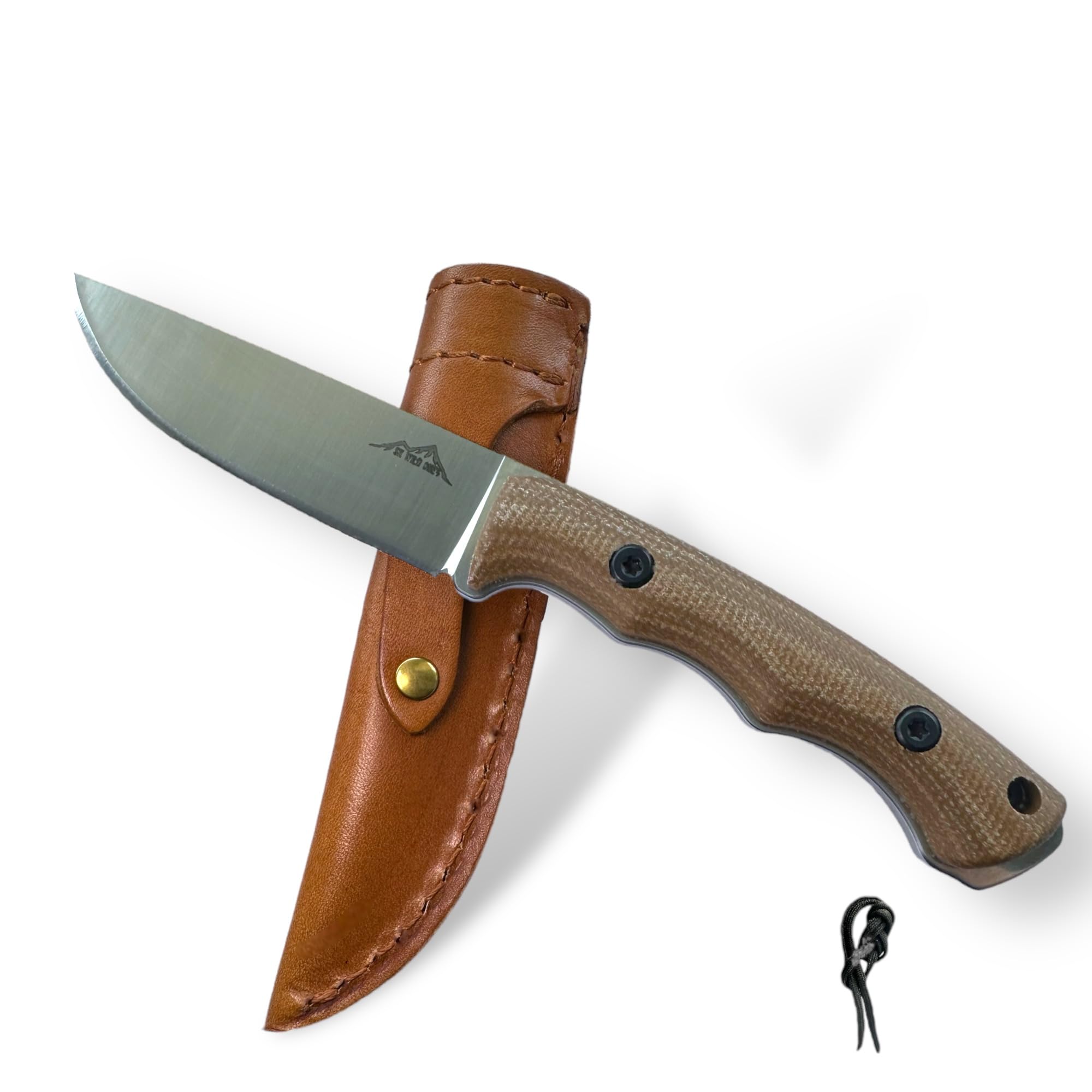 SK Wild Ones® Neck Knife Messer - Outdoor Neckknife Survival - Jagdmesser feststehende Klinge - Echtleder Holster Gürtelmesser & Micarta Griff - EDC Outdoor Messer - 440 C Edelstahl Borni