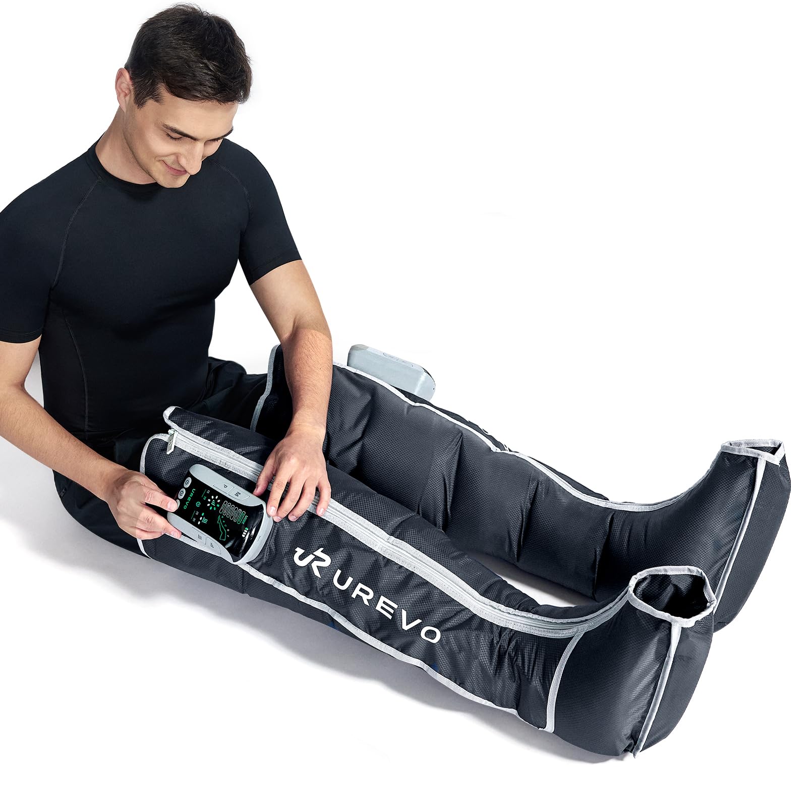 Photo 1 of UREVO Smart Leg Recovery PT Pro, AI-Powered Tech Rechargeable Air Compression Massager Boots for Circulation, Smart Pain Senser and Foot Muscle Recovery to Athletes After Summer Sports, Black