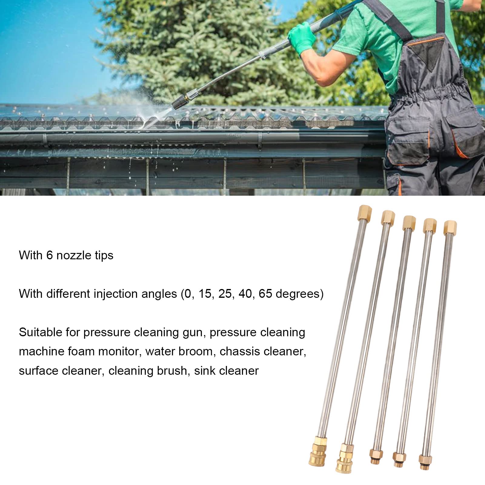 Varillas De Acero Inoxidable, Accesorios De Limpieza, Kit De Limpieza A Presión, Varilla De Extensión Para Lavadora A Presión, 5 Varillas Rectas, 3 Varillas Curvas, Lanza Para Lavadora Eléctrica