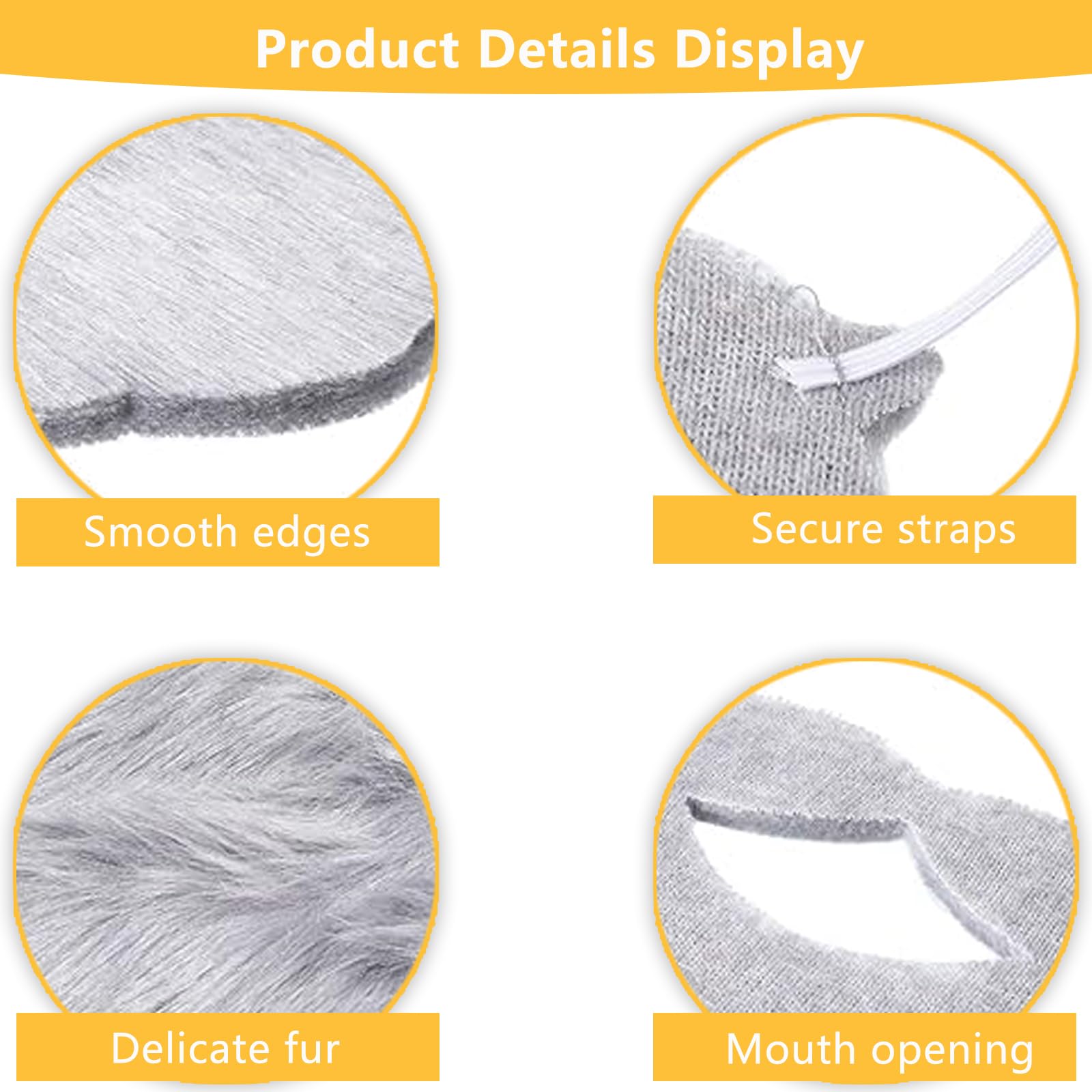 WNXBFO 4 PCS Fake Beards, Halloween Beard with Elastic Strap, False Beards and Moustaches, Easter White Long Hair - Image 4