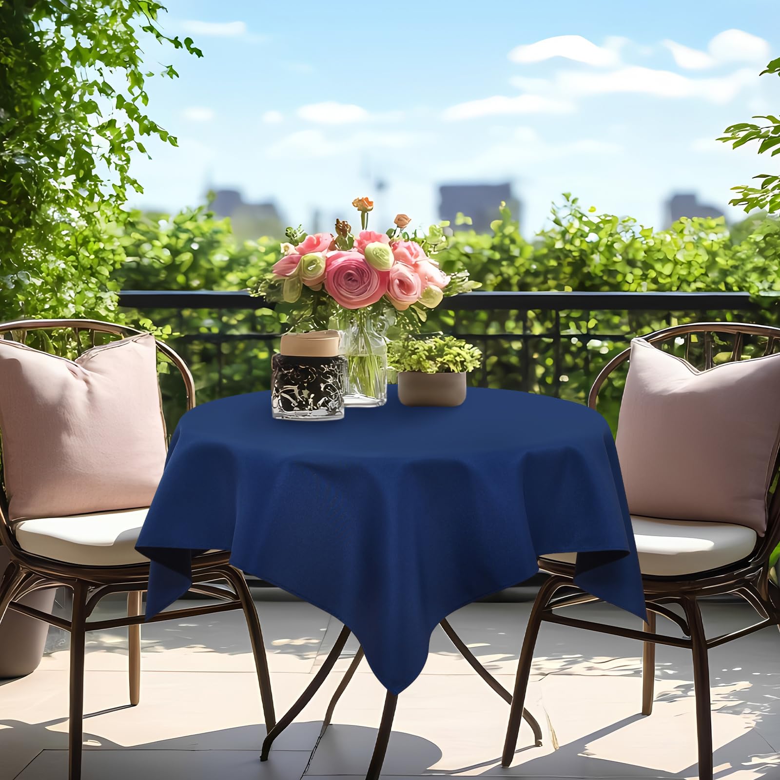 NEWISHER Navy Blue Square Tablecloth, 92x92 cm (36x36 inch), Heavy Duty Polyester Fabric Tablecloths - Image 3