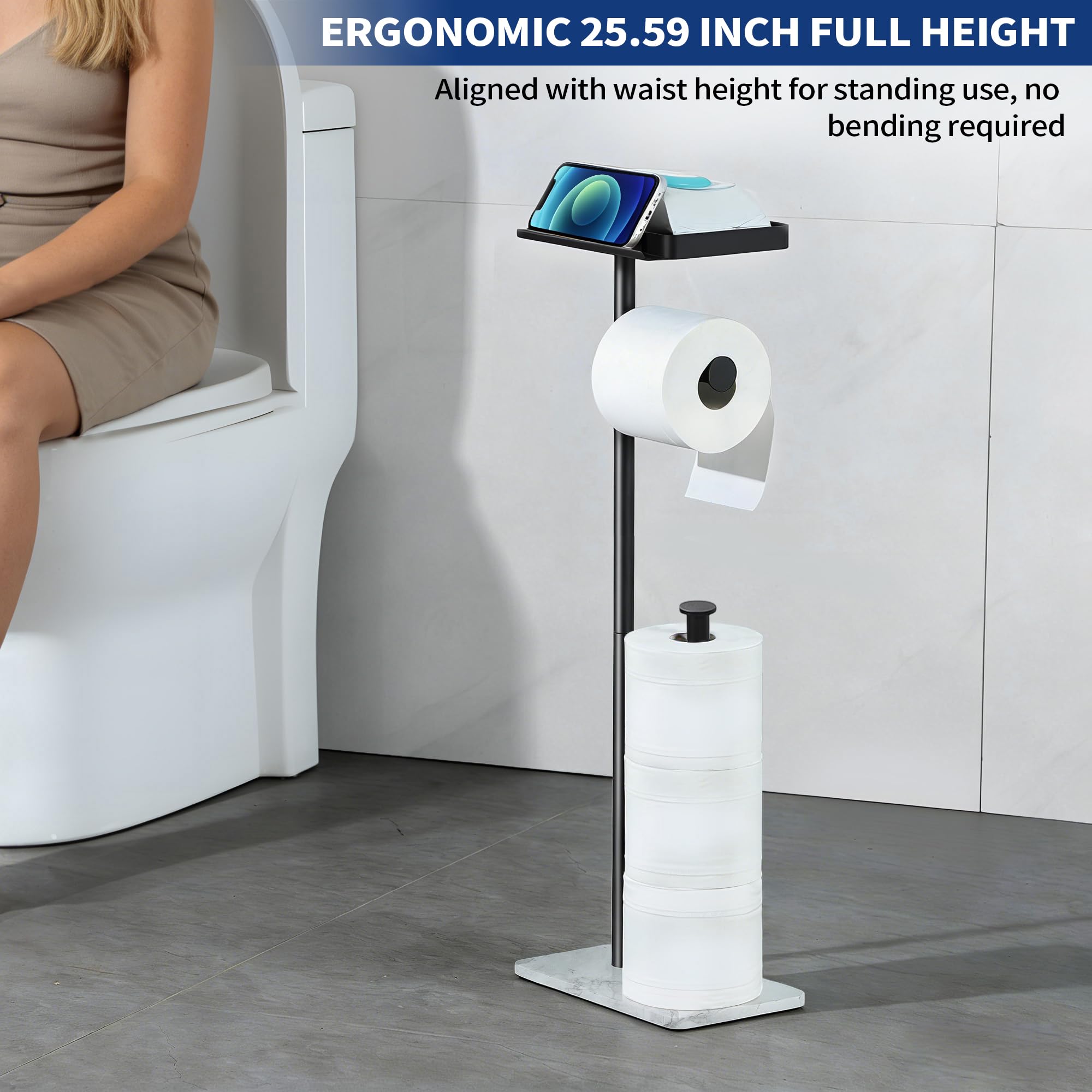 Heavy Duty Marble Toilet Paper Stand - Free Shipping -4