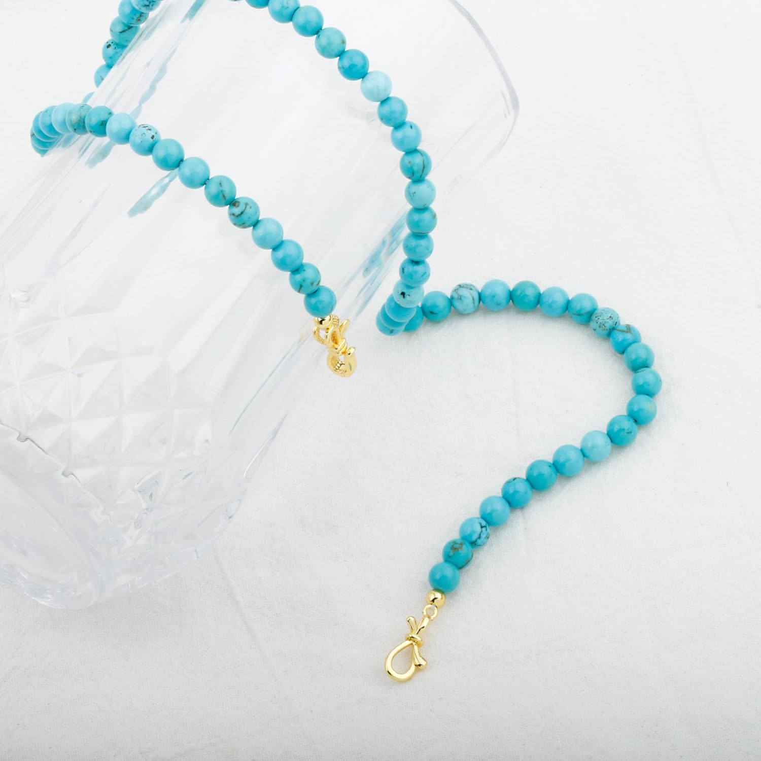 Rainbow Colorful Gemstone Beaded Choker Necklace for Women 14K Gold Bow Beads Strand Necklaces 18inches - Image 5