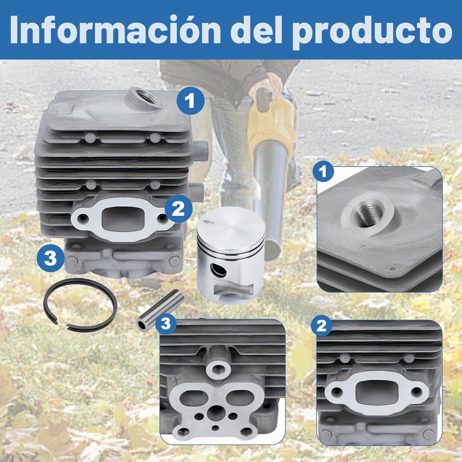Kit de Pistón Cilindro 34mm para Stihl BG86 BG86C BR200 SH86 SH86C SR200 Repuestos Soplador con bujía Filtro Cojinetes etc Reemplazo 42410201203 6201