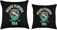 Vista 3 de Miami Florida USA Fishing Design Throw Pillow