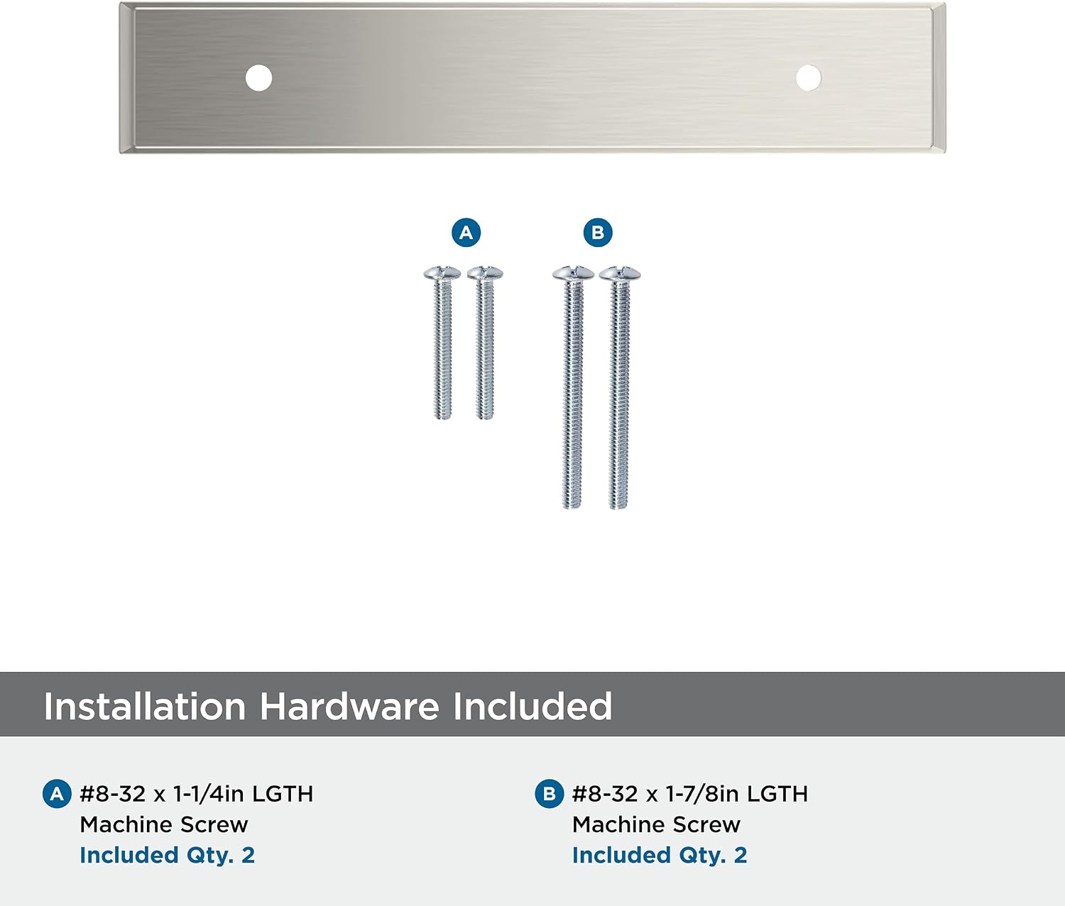 Amerock Maymont 3-3/4 inch (96mm) Center-to-Center Rectangle Satin Nickel Cabinet Pull Backplate, BP37588G10