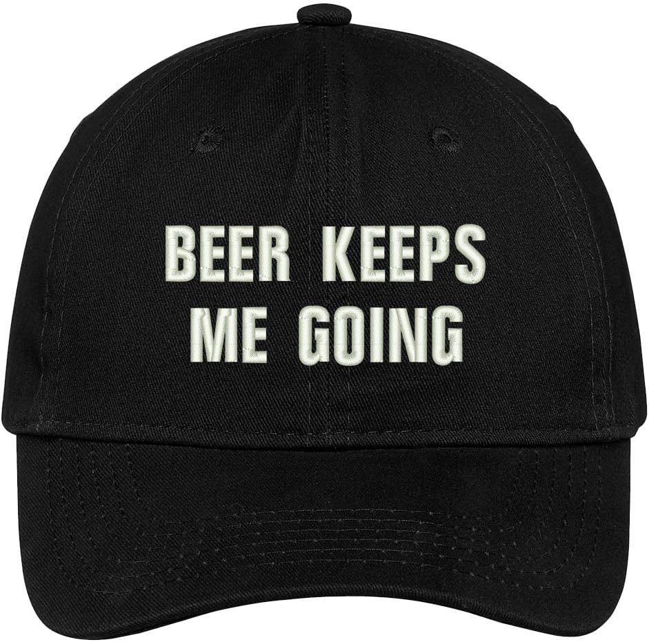 Beer Keeps Me Going Embroidered 100% Cotton Adjustable Cap Dad Hat