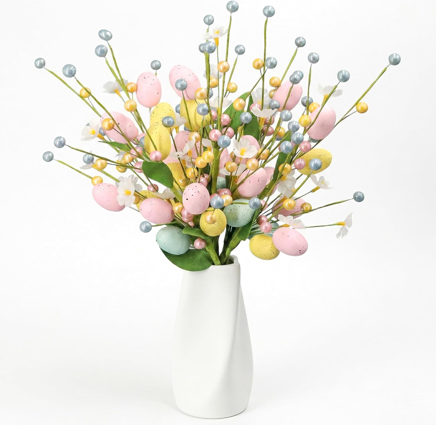 6 Pcs Easter Egg Picks 17.5 Inch Easter Floral Picks and Sprays for Easter Trees and Branches, Berry Stems for Vase, Spring Floral Picks, Easter Centerpiece and Decor,Spring Stems for Vases
