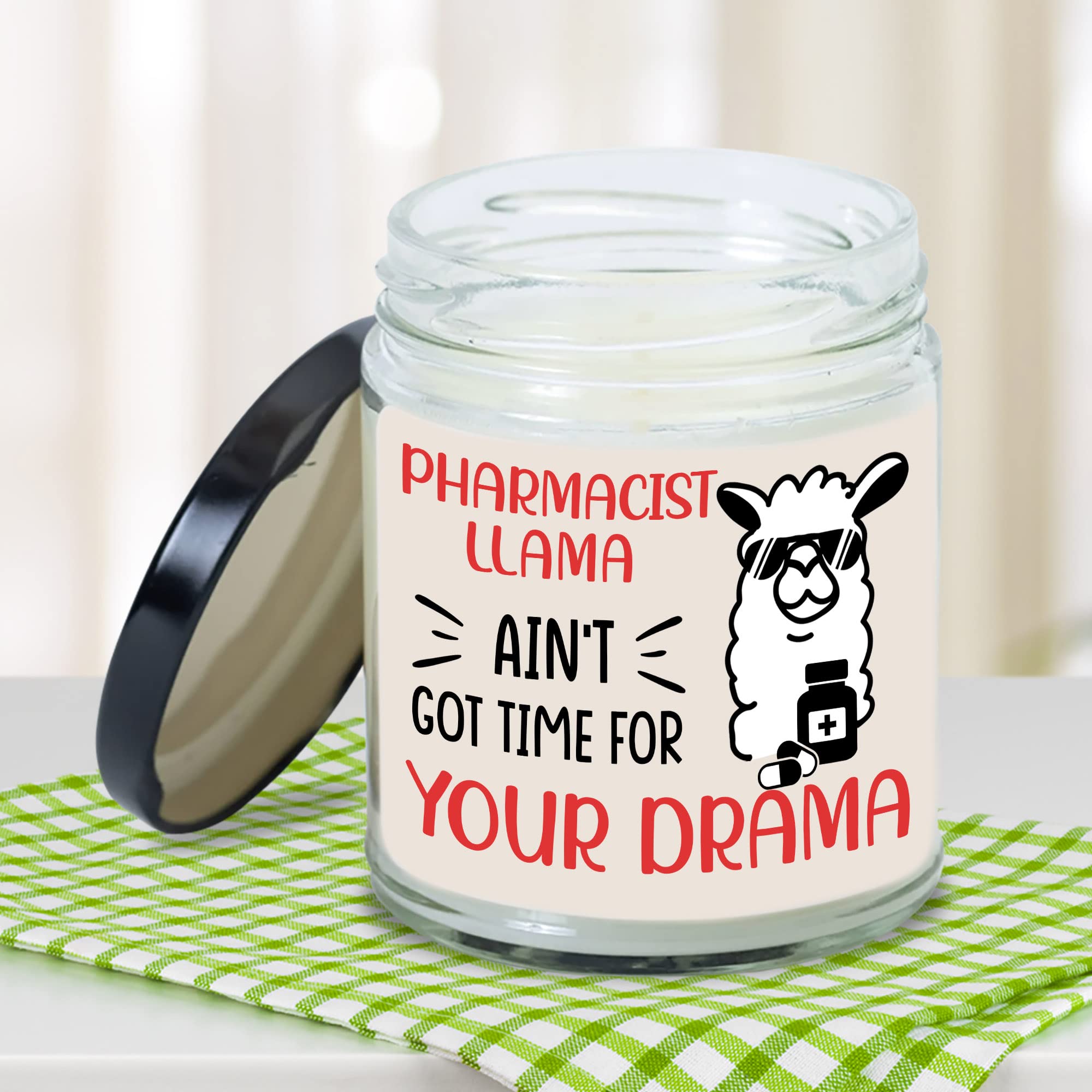 MEDROC Pharmacist Candle Pharmacist Llama Ain't Got Time for Drama Gift for Pharmacy Coworker, Birthday Christmas Gift for Pharmacist Bestie, Pharmacist Week Gift Decoration Home Gift