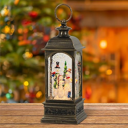 Miniatura 11 de Vela de Globo de Nieve Navideño con Temporizador y Música, Escena de Cabaña Nevada, Linterna de Nieve en Forma de Vela con Destellos Giratorios
