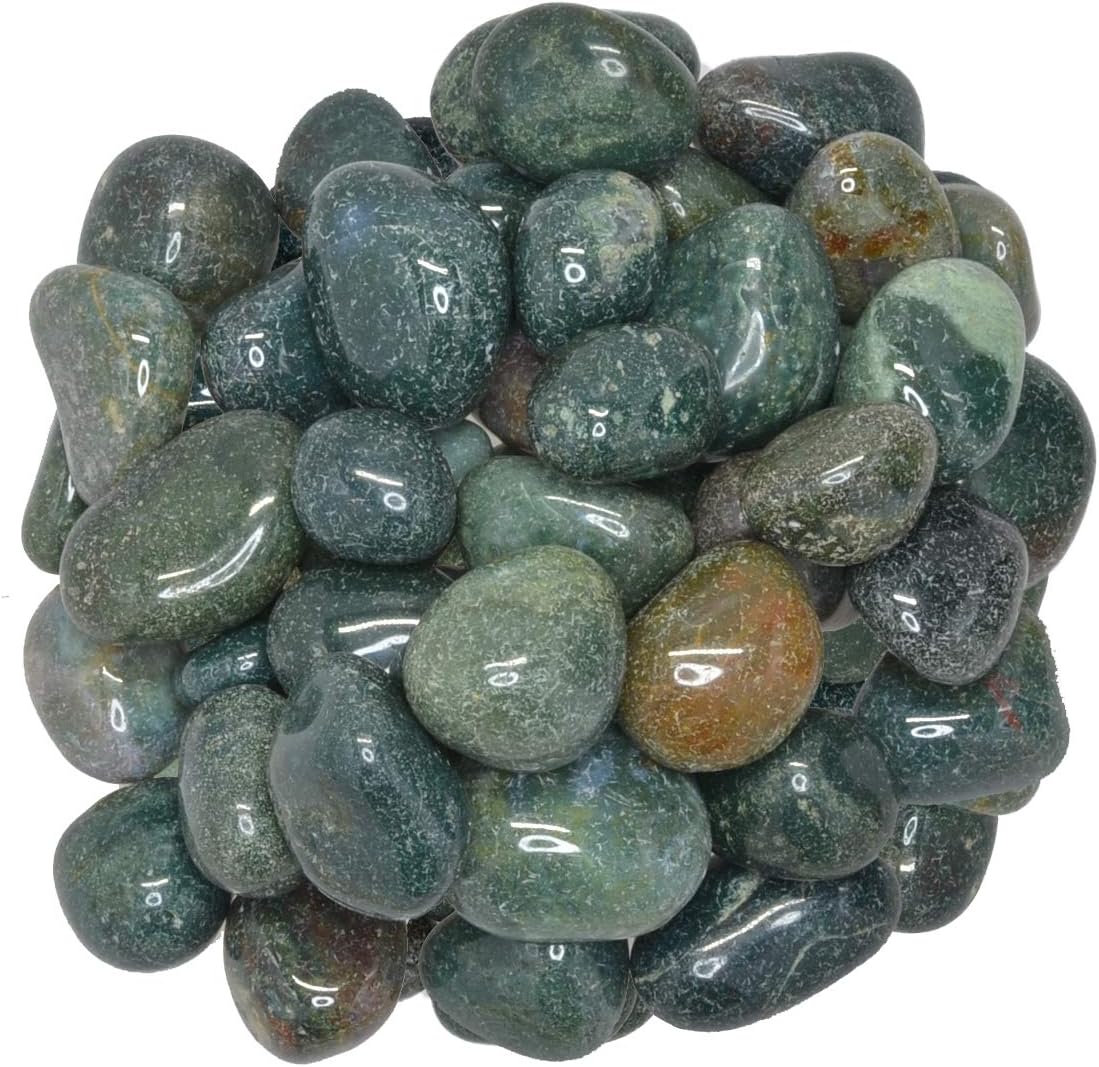 Hypnotic Gems: 18 lbs Script Blood Fancy Jasper Tumbled Stones from India - Polished Gemstone Rocks for Jewelry Making, Crystal Healing, Reiki, Wicca, Art and Craft Projects and More!