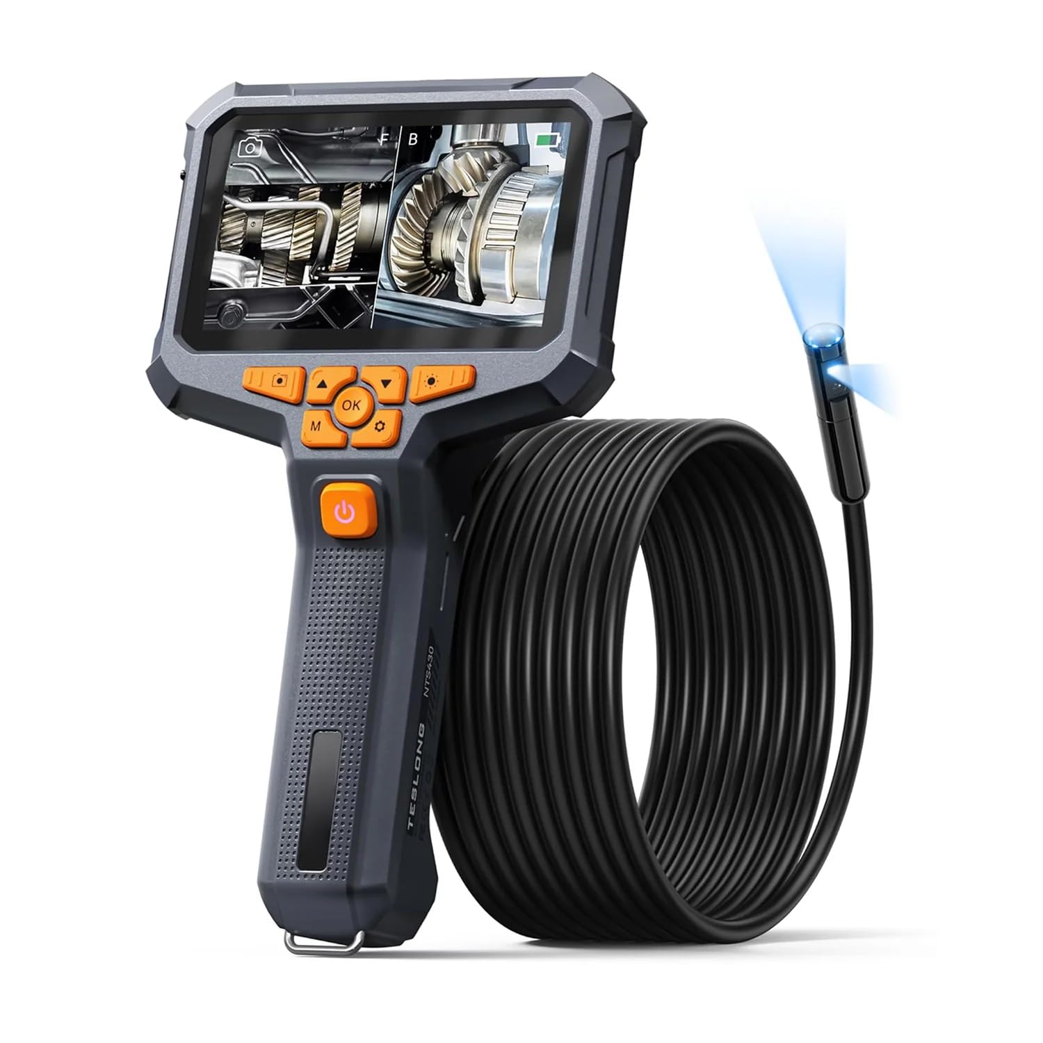 Borescopes endoscopes NTS430 Dual Lens Endoscope Inspection Camera IP67 Waterproof Flexible Cable Sewer Camera 7 Leds(Dual lens-8mm-1M)