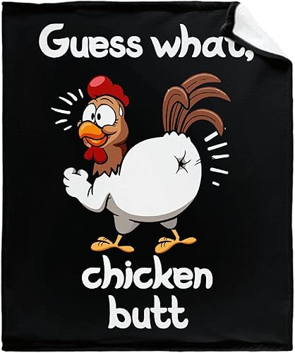 Darani Funny Guess What Chicken Butt - Manta de franela ligera súper suave y acogedora, cálida y ligera, manta de franela suave, 60 x 50 pulgadas,
