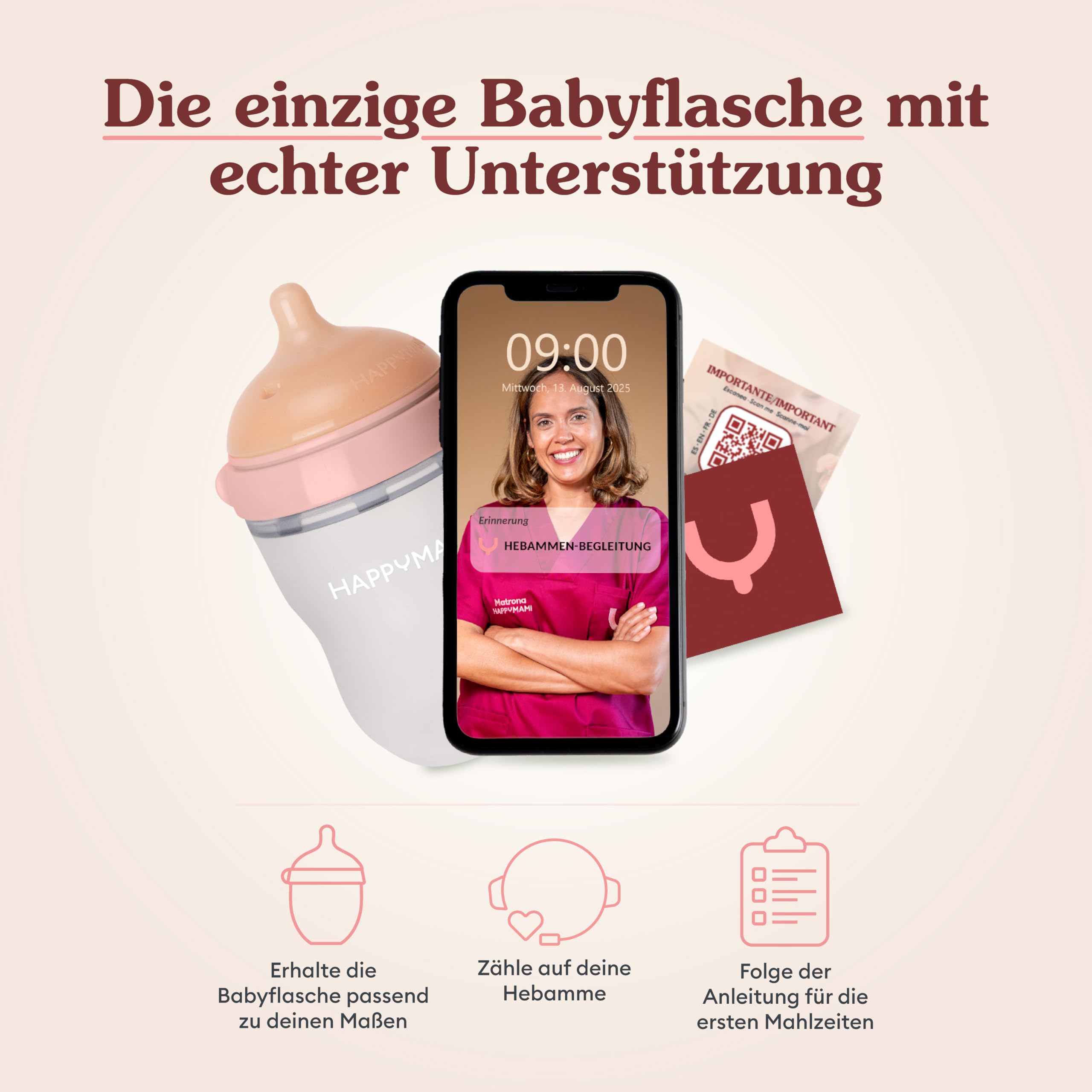 Happymami,Set aus personalisierbarer Babyflasche in Brustform + Thermosflasche für Flüssigkeiten, Fütterungsset für dein Baby,BPA-frei, mit doppeltem Anti-Kolik-System