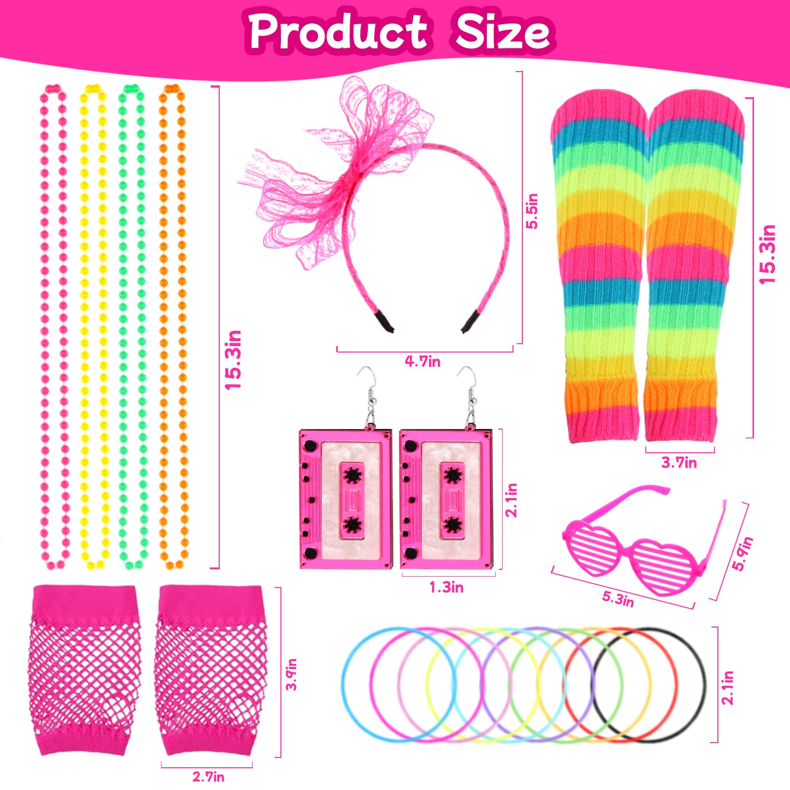 Amiao 80s Fancy Dress for Women,80s Fancy Dress for girls,80s fancy dress accessories,them perfect helloween gifts、gifts for women、gifts for girls - Image 3