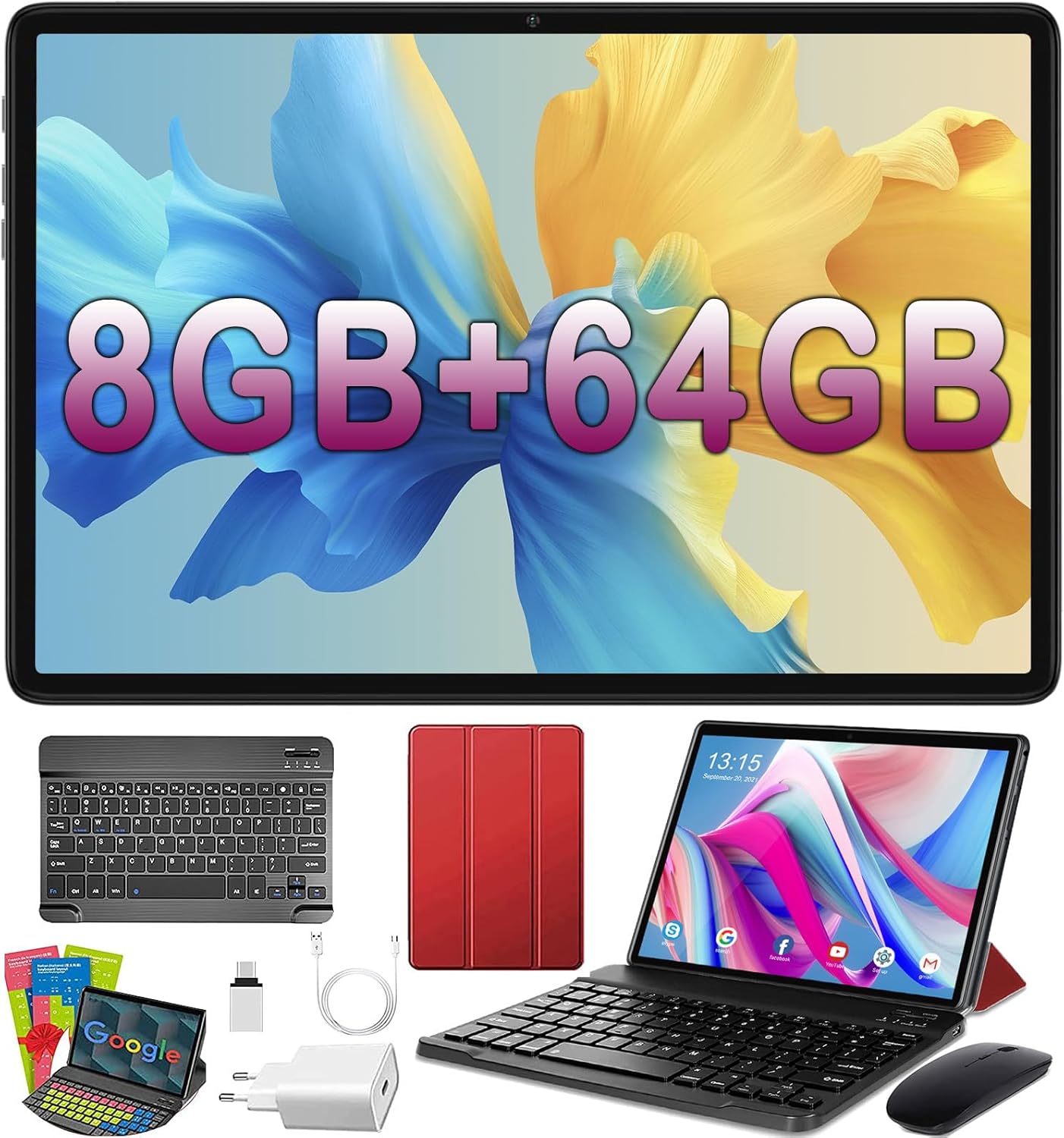 Tablet in offerta 5G WiFi | Tablet con tastiera topo | 8 core Tablet 10 pollici 1920x1200 HD IPS, 6850mAh, Camera 5+8MP, Bluetooth, Type-C,GPS,OTG,FM,Radio, Certificazione GMS Android Tablet PC Rosso Tablet in offerta 5G WiFi | Tablet con tastiera topo | 8 core Tablet 10 pollici 1920x1200 HD IPS, 6850mAh, Camera 5+8MP, Bluetooth, Type-C,GPS,OTG,FM,Radio, Certificazione GMS Android Tablet PC Rosso