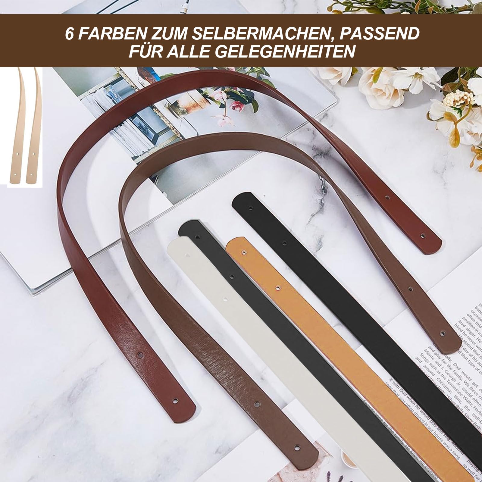 Jiejack 8er Set Taschenhenkel Aus PU-Leder - 60cm Länge (4 Farben)
