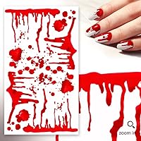 Vista 1 de FLONZNAIL - Calcomanías adhesivas para uñas (6 hojas) FLONZNAIL Bloody Splatter Nails Freeform Halloween Design Blood Murder Horror