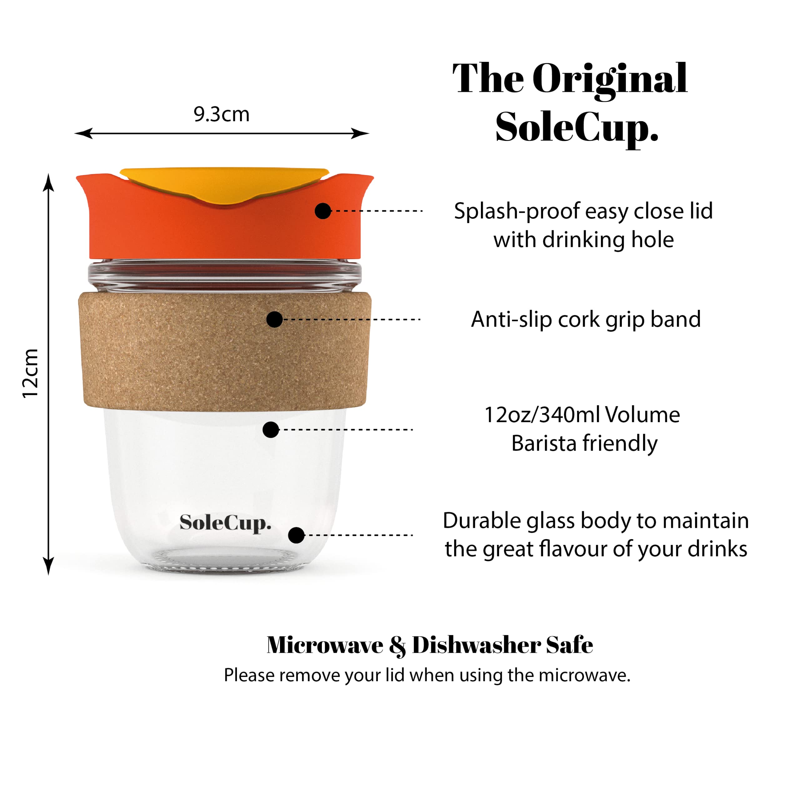 SoleCup., Reusable Strengthened Glass Travel Cup, Spill Proof Coffee Mug - Image 2