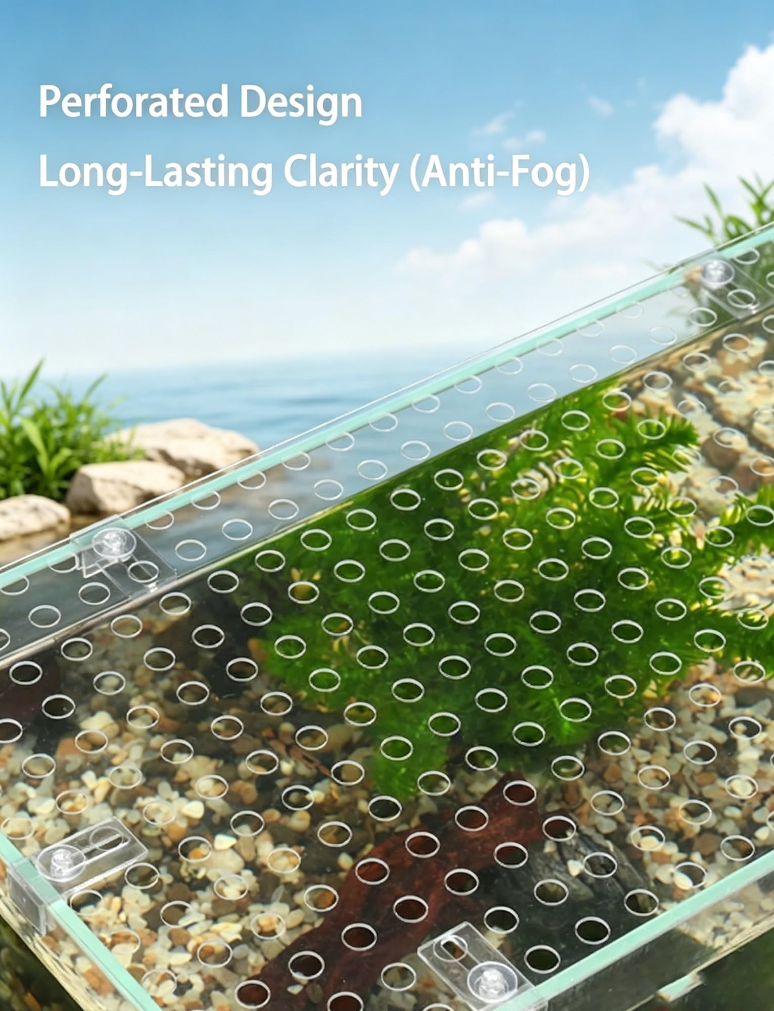 Klare Acryl-Aquarium-Abdeckung, mit Frischluftloch, springsichere Haube for Terrarien – verhindern Sie, DASS Katzen Fische fangen, schneiden Sie nach Belieben(60x30cm/23.6x11.8in)