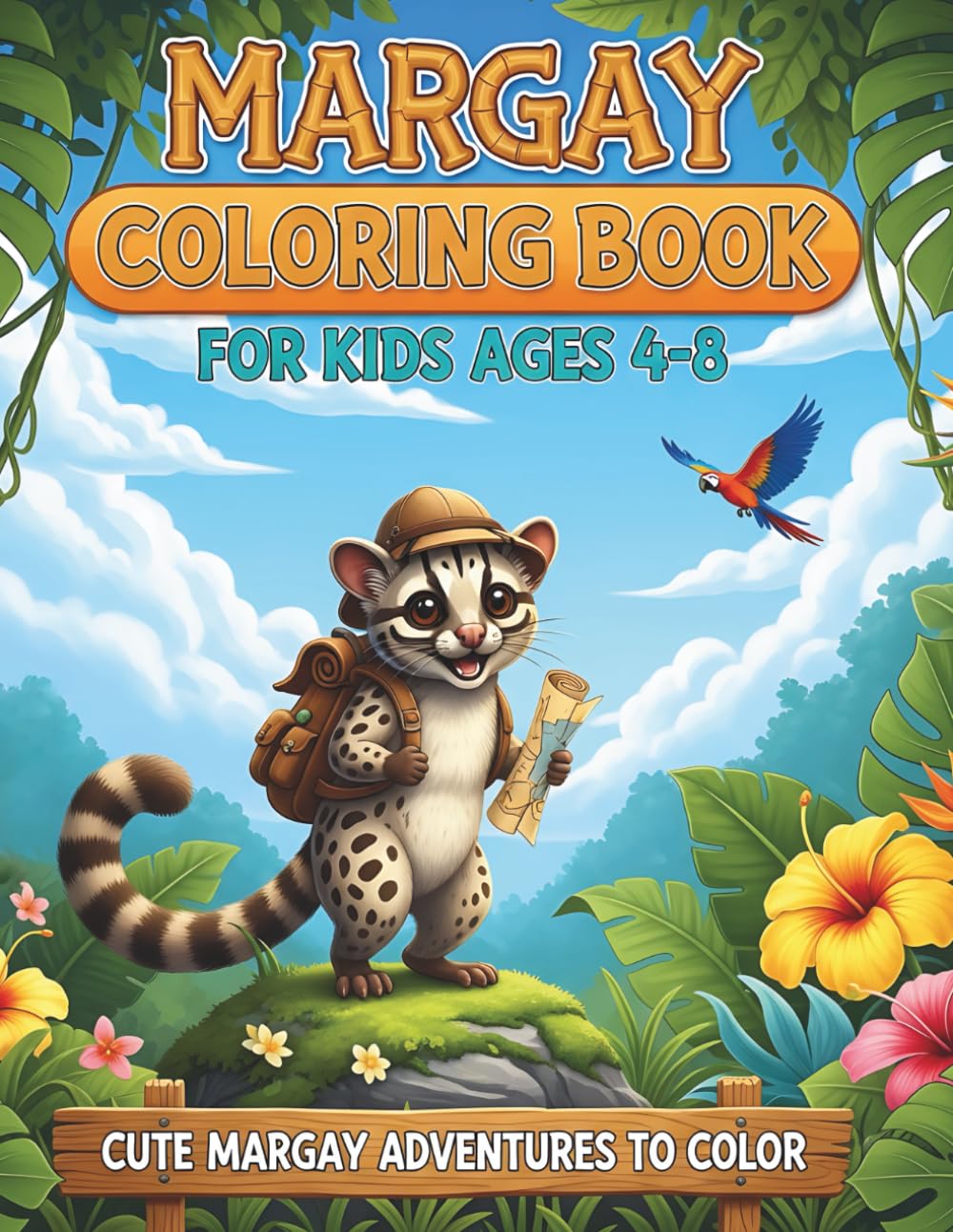 Margay Coloring Book for Kids Ages 4-8: Cute Wild Cat & Amazon Rainforest Animal Coloring Pages: Meet the Acrobat of the Jungle! A Fun Activity Book with Adorable Spotted Cats and Climbing Adventures