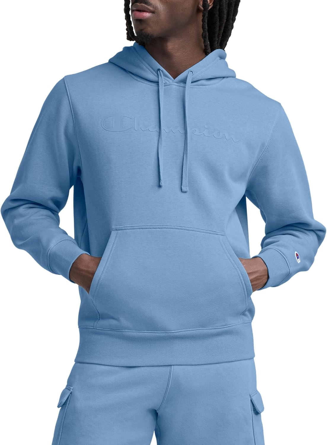 Champion Men's Pullover Graphic Fleece Hoodie, Standard Fit, Midweight Fleece, Tonal Script Logo