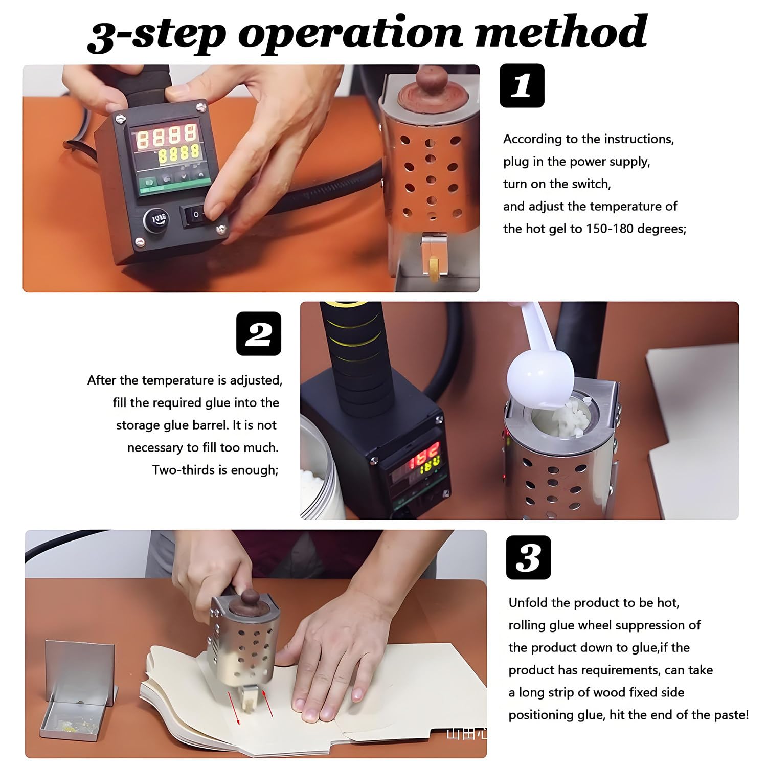 Erogatore Professionale di Colla a Caldo Manuale, Macchina a Rullo per Colla a Caldo Commerciale per progetti di Artigianato, incollaggio e Fissaggio 150ml