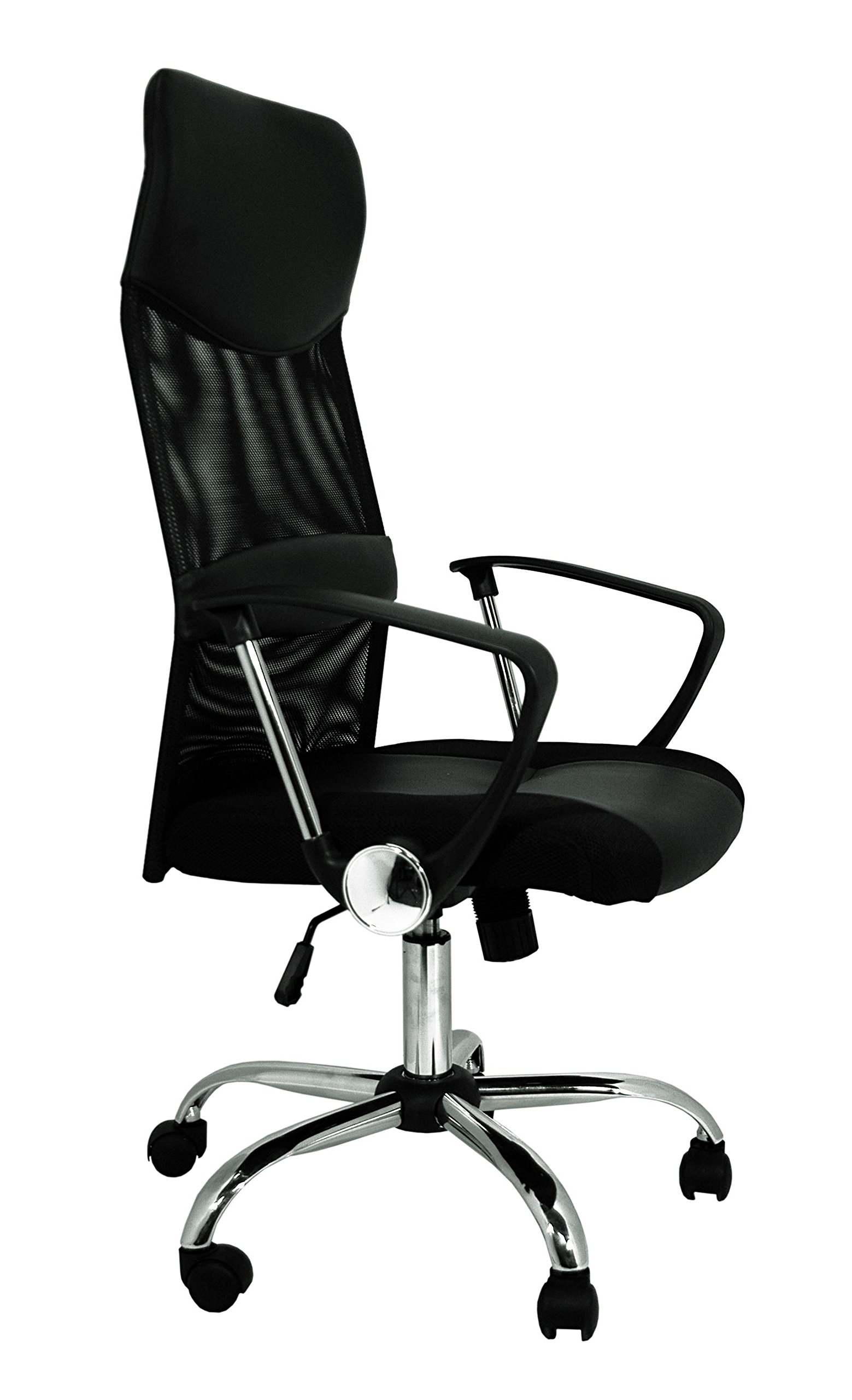 La Silla Española Santander Oficina con Reposacabezas, Piel_sintética, Negro, 52x55x118 cm