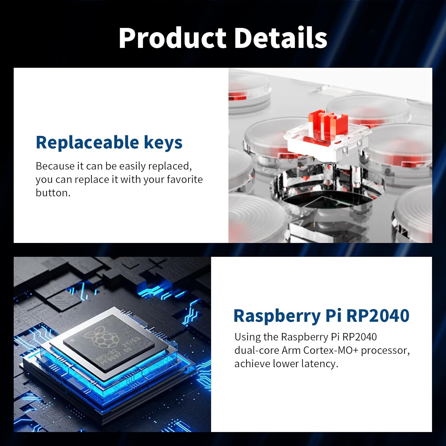 AceGamer Arcade Stick 16Keys All-Button Gamerfinger with Turbo Functions & Custom RGB,Arcade leverless Controller Street Fight for PC/Ps3/Ps4/Switch/Steam Game Keyboard-Supports Hot Swap & SOCD