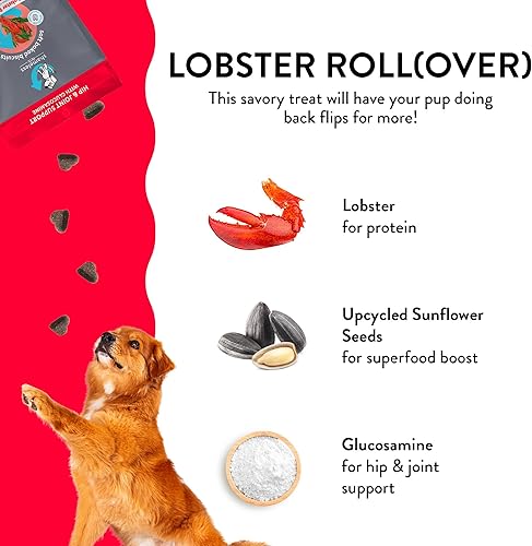 Miniatura 3 de Shameless Pets Golosinas suaves para perros, enrollado de langosta, masticables naturales y saludables para el apoyo de la cadera y las