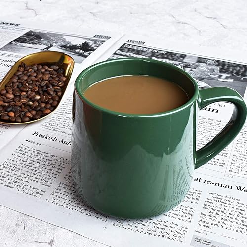 Miniatura 4 de Bosmarlin Taza de café de cerámica brillante, taza de té para la oficina y el hogar, 18 onzas  532 ml., apta para lavavajillas y microondas