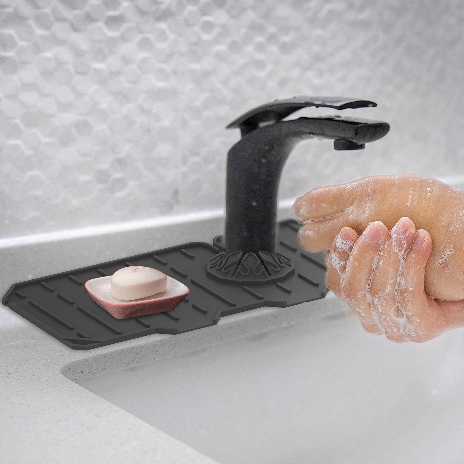 Keukenspoelbakmat, waterkraanmat voor keukenspoelbak, spatmat voor wastafel, antislipmat voor waterkraan ter bescherming