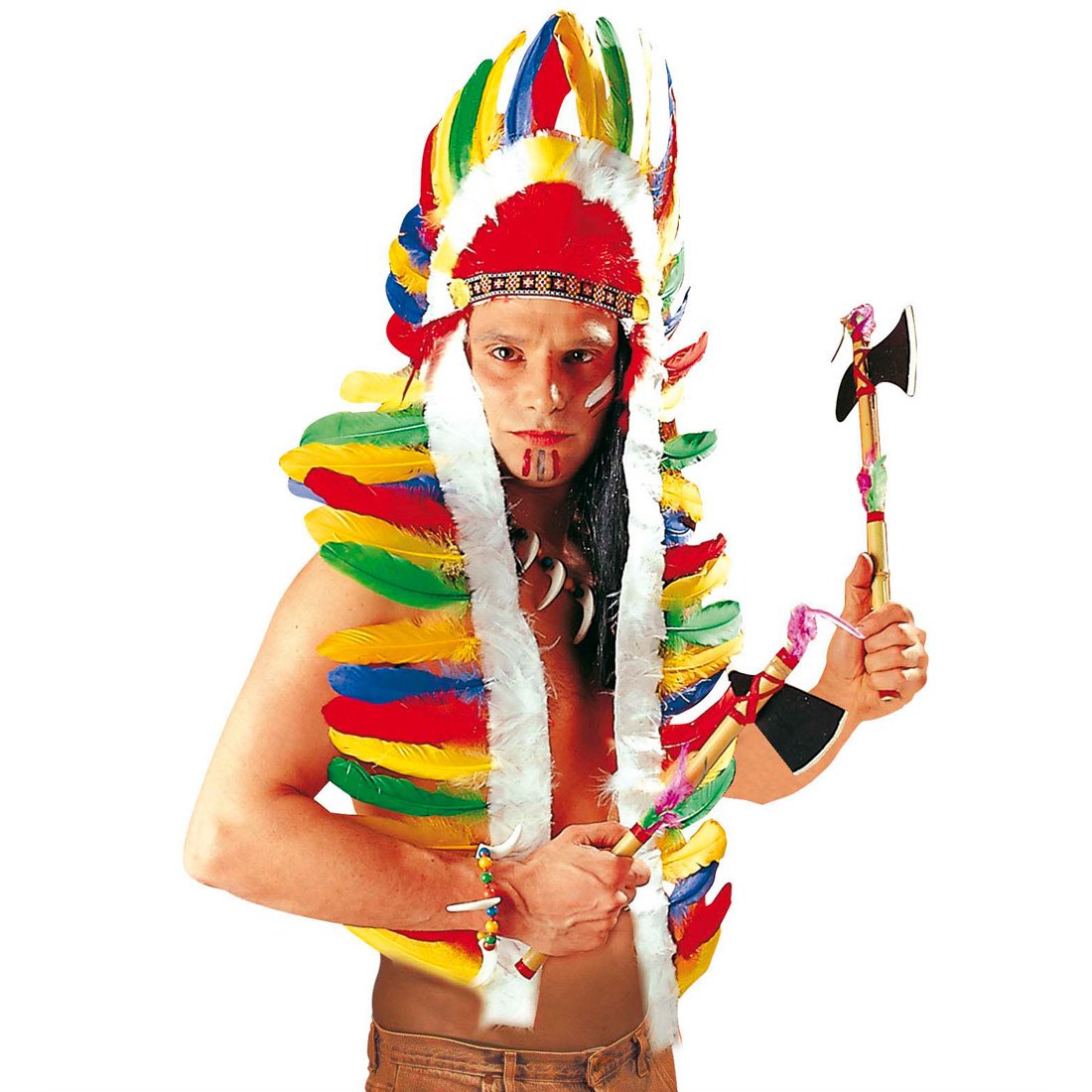 Indianer Kopfschmuck Federhaube – 160 Cm Lang, Bunte Kunstfedern Für Karneval & Kostüm
