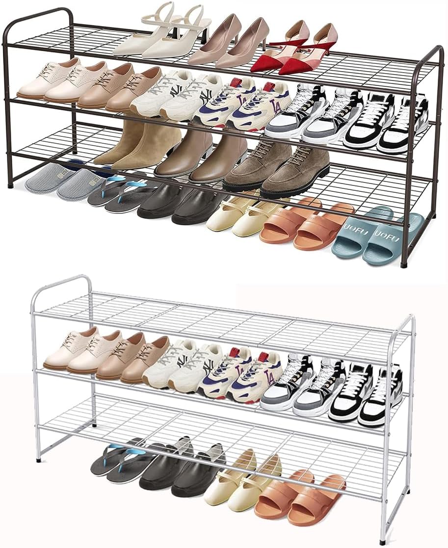 KEETDY Long 3-Tier Shoe Rack and 2-Tier Long Shoe Rack for Closet Entryway