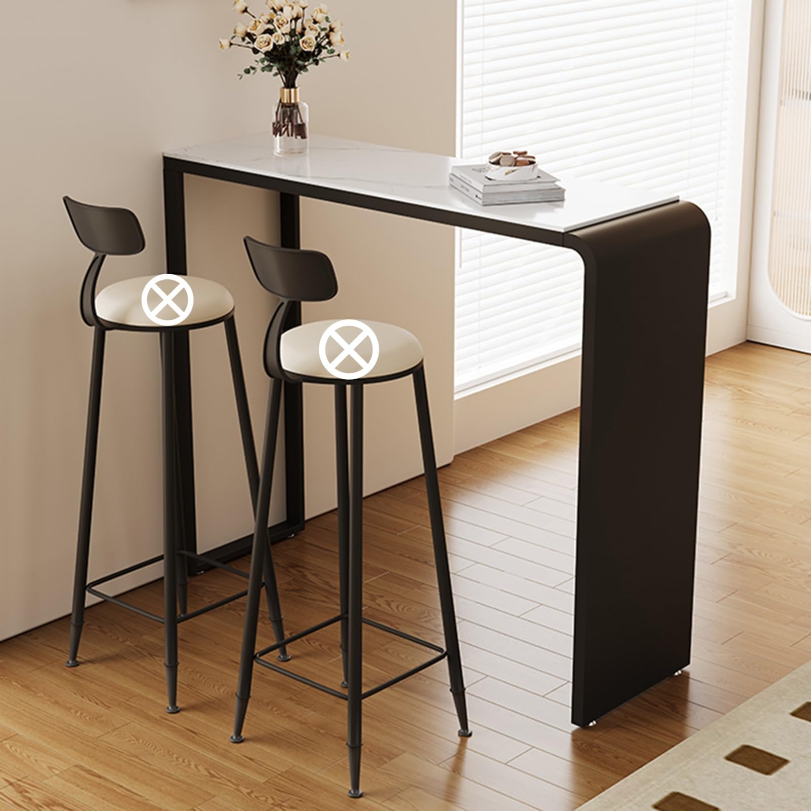 Table haute bois et métal noir 93cm stable pour coin salon