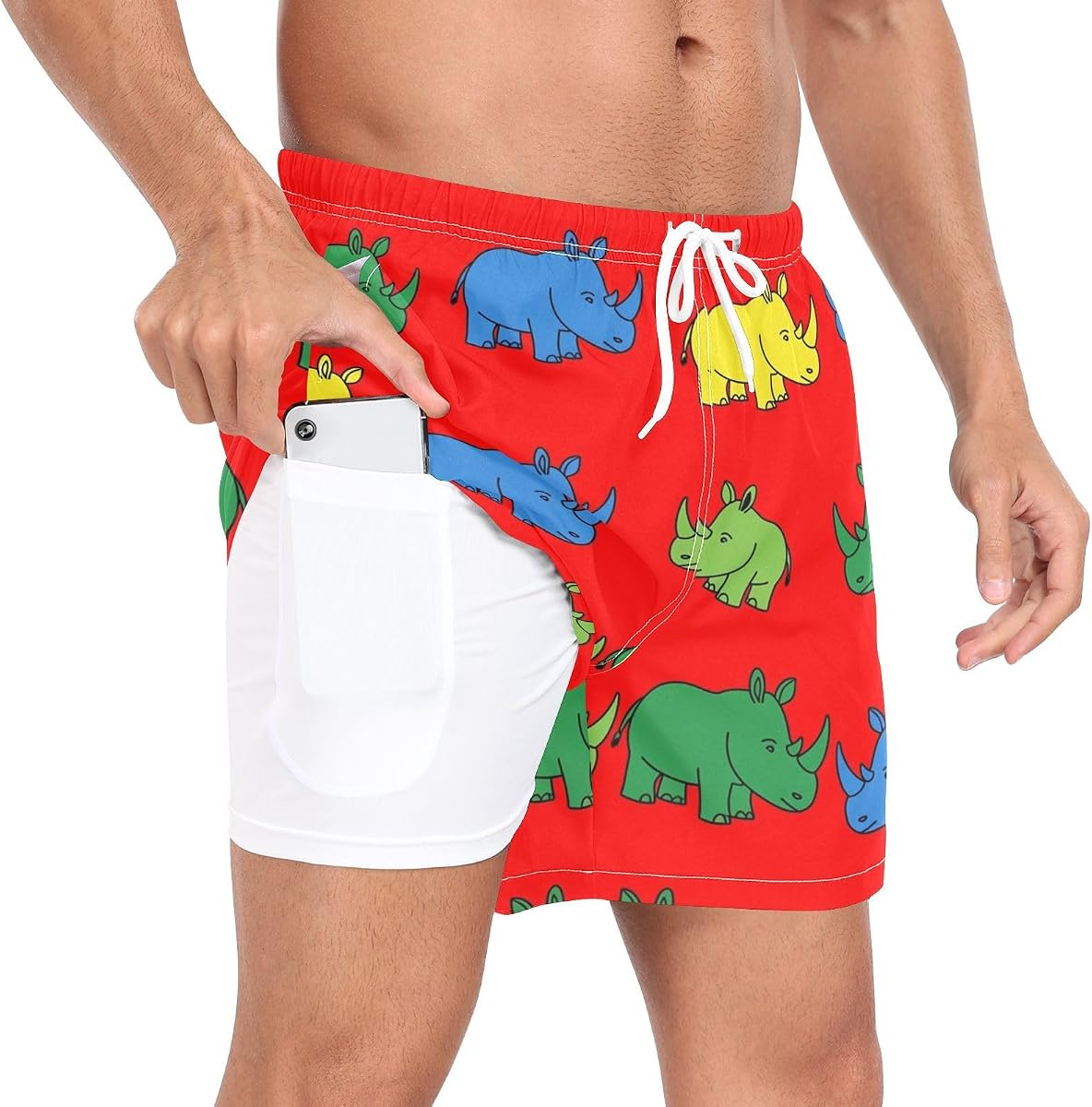 QUGRL Pantalones cortos deportivos 2 en 1 para hombre con bolsillos, pantalones cortos para correr de secado rápido para hombres, entrenamiento, gimnasio, deportes al aire libre S-XXL