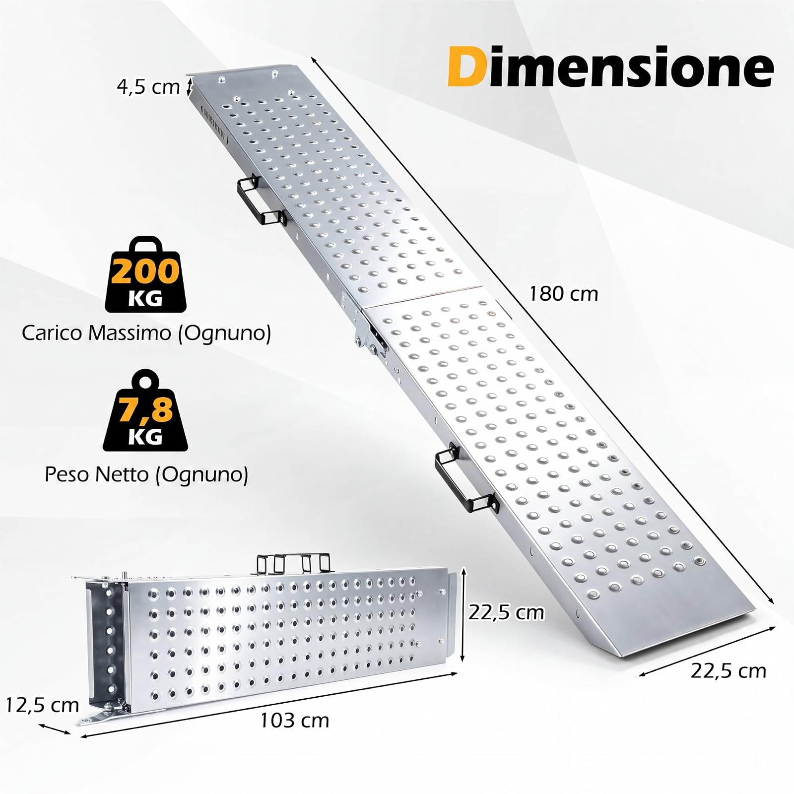 COSTWAY Rampa di Carico Pieghevole a 2 Pezzi, Portata 400 kg