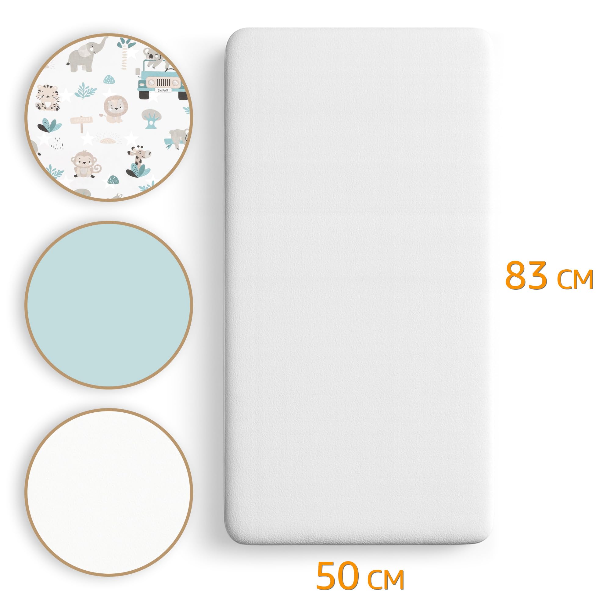 Drap Housse Cododo pour Nacelle Ensemble de 2 Draps Lot de 3 : 50x83 cm avec Protege Matelas Impermeable - Alese Bebe Compatible avec Berceaux Landeau Couffin et Poussette Enfant 50 x 83
