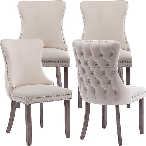 Miniatura 116 de Juego de 2 sillas de cocina y comedor de terciopelo, respaldo exterior capitoné, tapizadas en terciopelo, estructura de madera maciza (celeste, 2