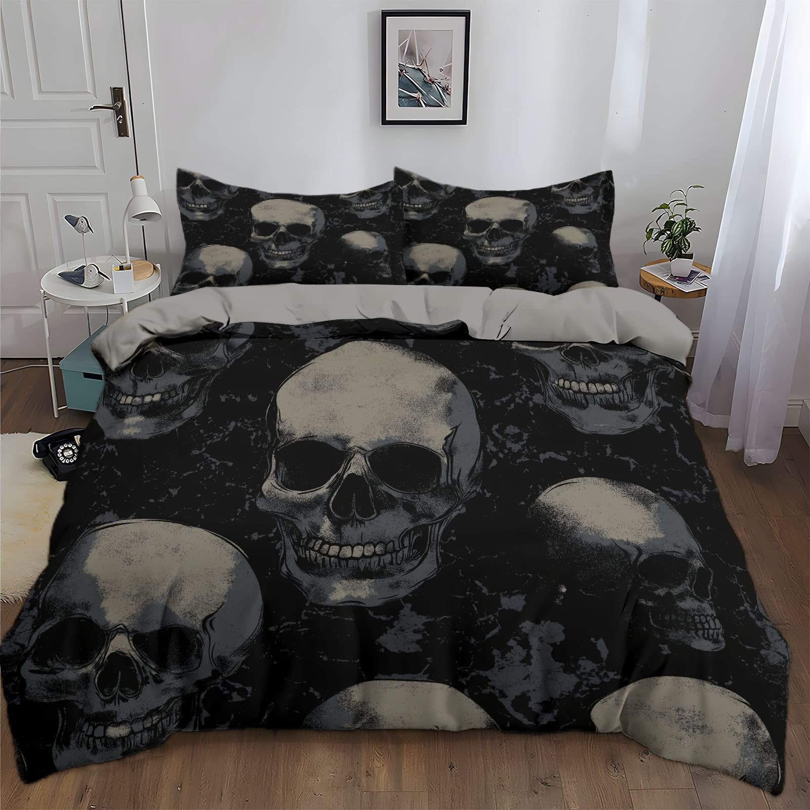 Komplet pościeli, miękka pościel z mikrofibry, dwustronna, 1 poszewka na kołdrę z zamkiem błyskawicznym, 2 poszewki na poduszkę 80 x 80 cm, oddychająca, do sypialni, 220 x 240 cm