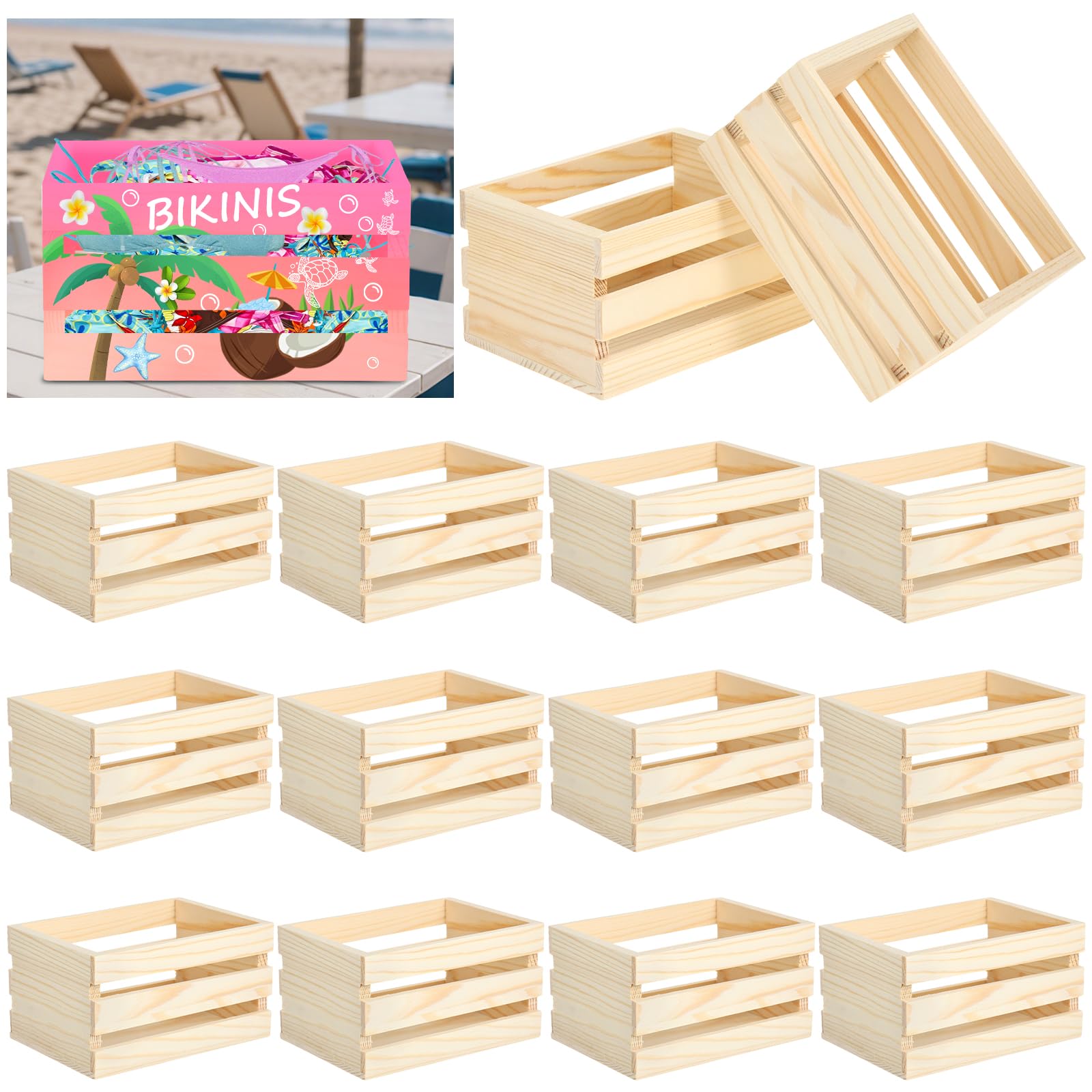 Caisses Nidification Bois Conteneurs Rangement Empilables 12,7 cm Boîtes Décoratives Organisateur Bijoux
