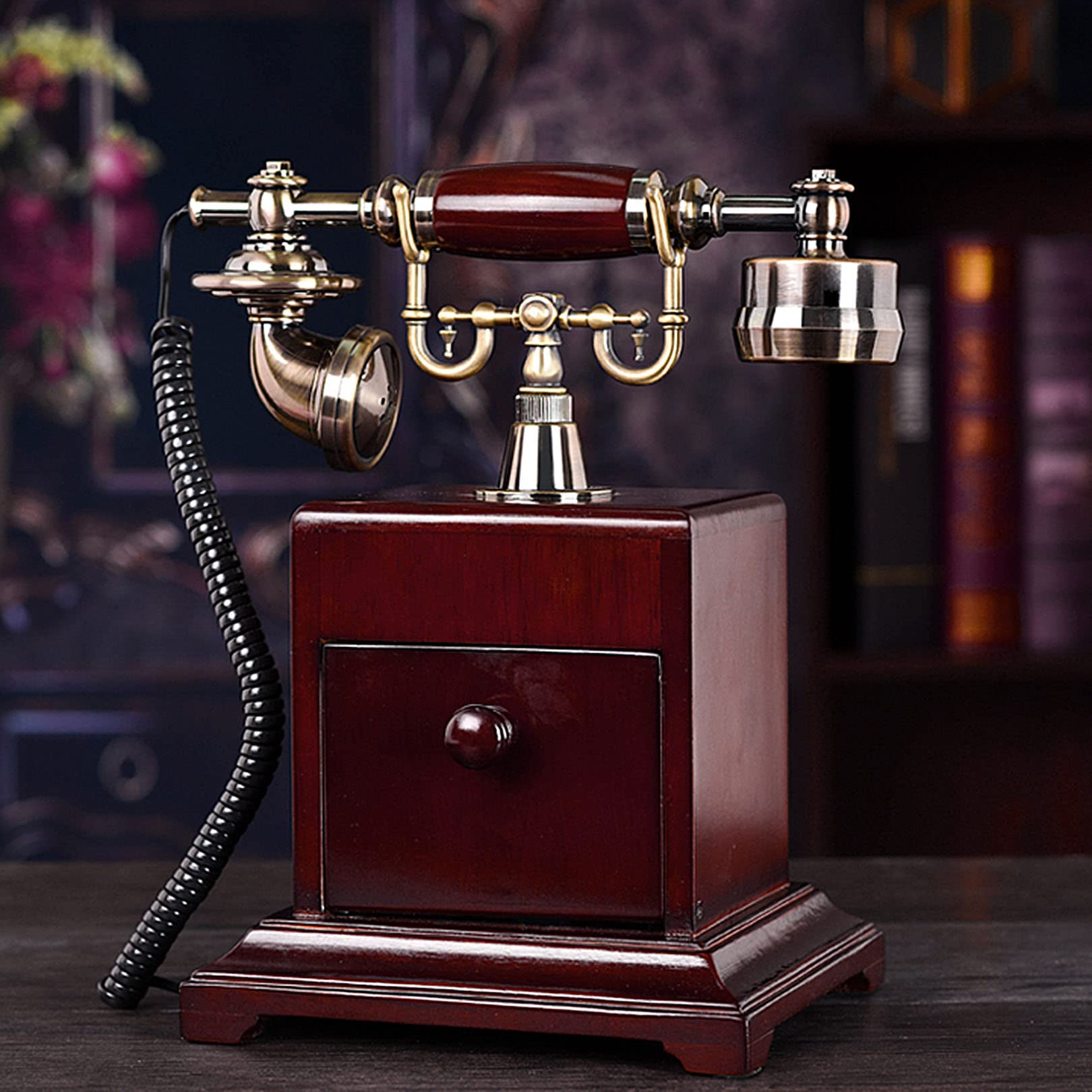Klasyczny telefon stacjonarny, wielofunkcyjny telefon domowy, retro telefon vintage do wystroju domu, hotelu lub biura
