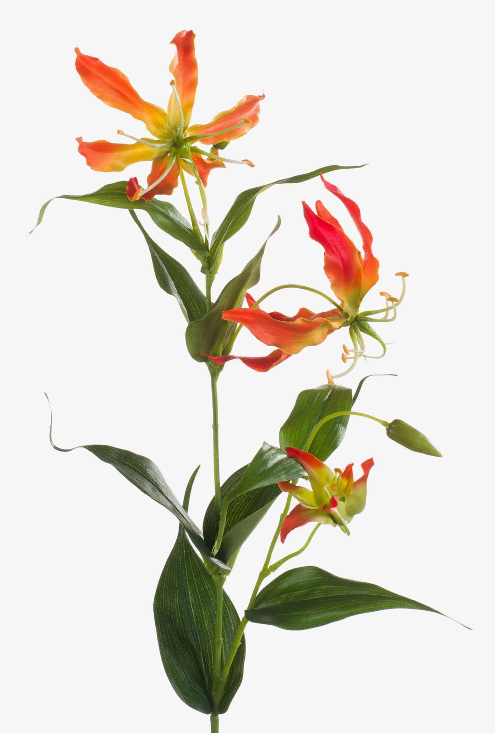 artplants.de Artificial Gloriosa flower, orange-yellow, 31"/80cm - Silk flower/Artificial flower orange