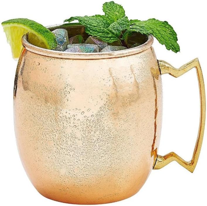 Generic Barrel Copper Moscow Mule Mug, 18 oz - Set of 4 - Handmade of 100% Pure Copper, Nickel Lined, Brass Handle