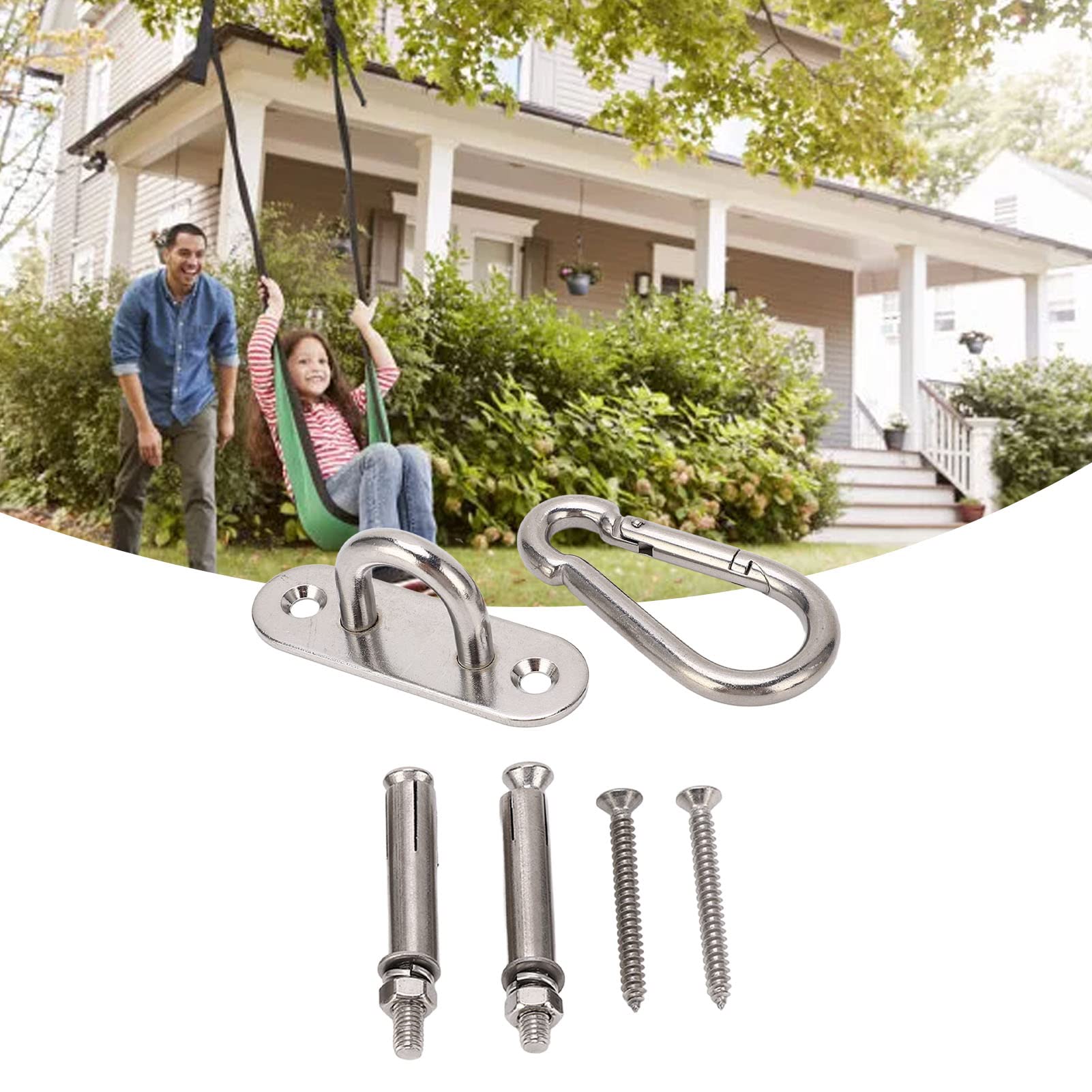 1Set Ganci per altalena resistenti Gancio per ancoraggio per montaggio a parete per amaca Gancio per soffto con 4 vi Accessori per palestra per altalena per sacchi di sabbia per yoga aerea