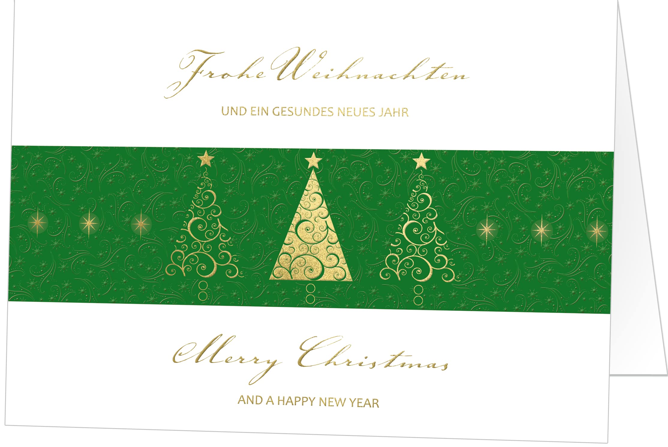 50 Weihnachtskarten (Klappkarten) mit Goldprägung. Perfekt für stilvolle Grüße an Freunde und Geschäftspartner