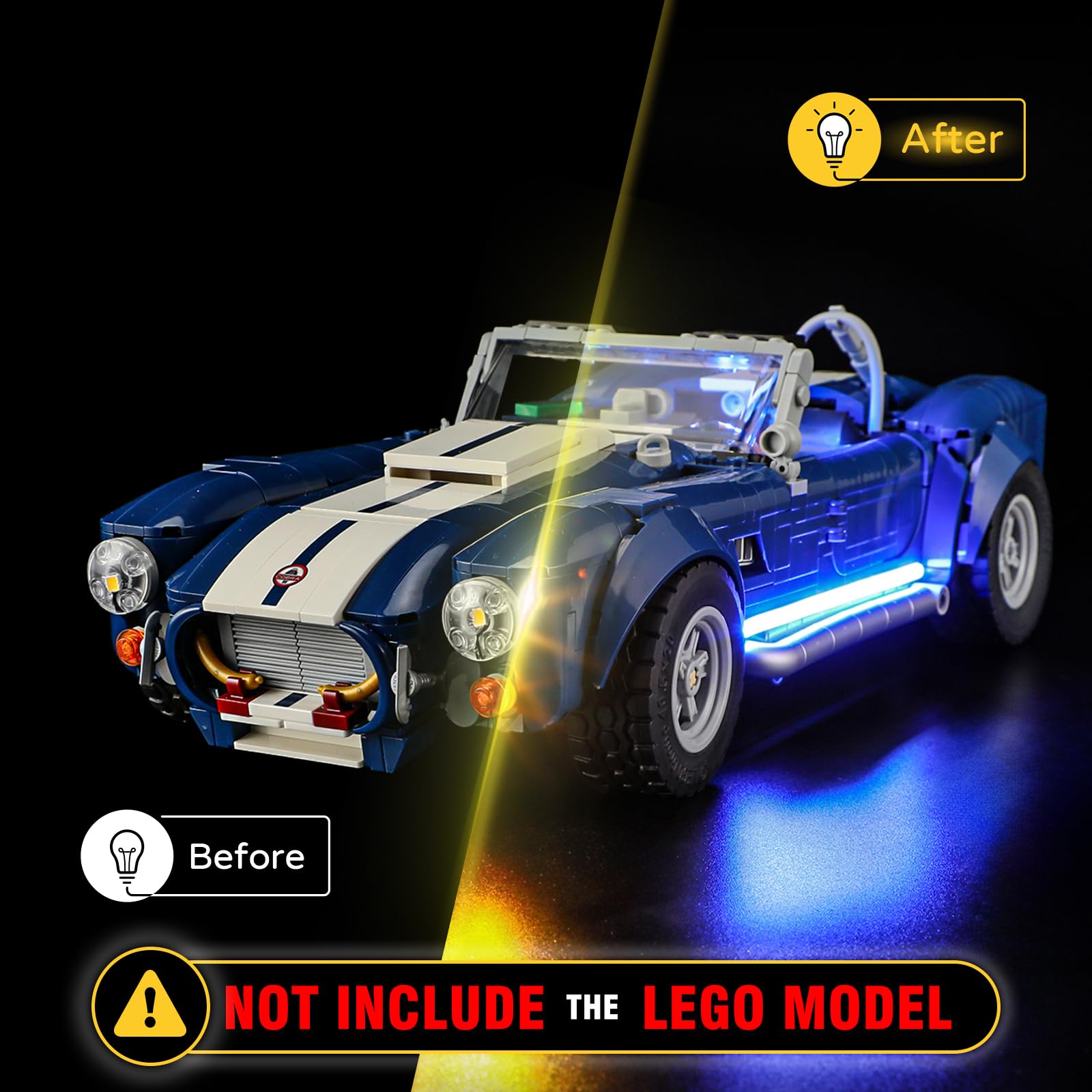 YEABRICKS LED Light for Lego-10357 Icons Shelby Cobra 427 S/C Building Blocks Model (Lego Set NOT Included) - Image 4