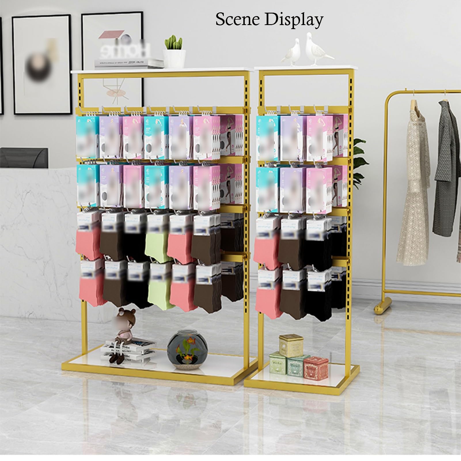 Amazon｜ディスプレイラック、4層省スペースフック棚、アクセサリー